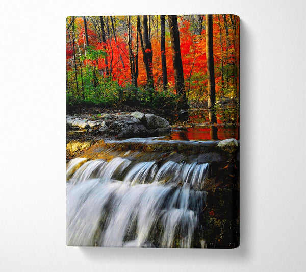  A Canvas Print of Autumn Waterfall Forest Canvas Print