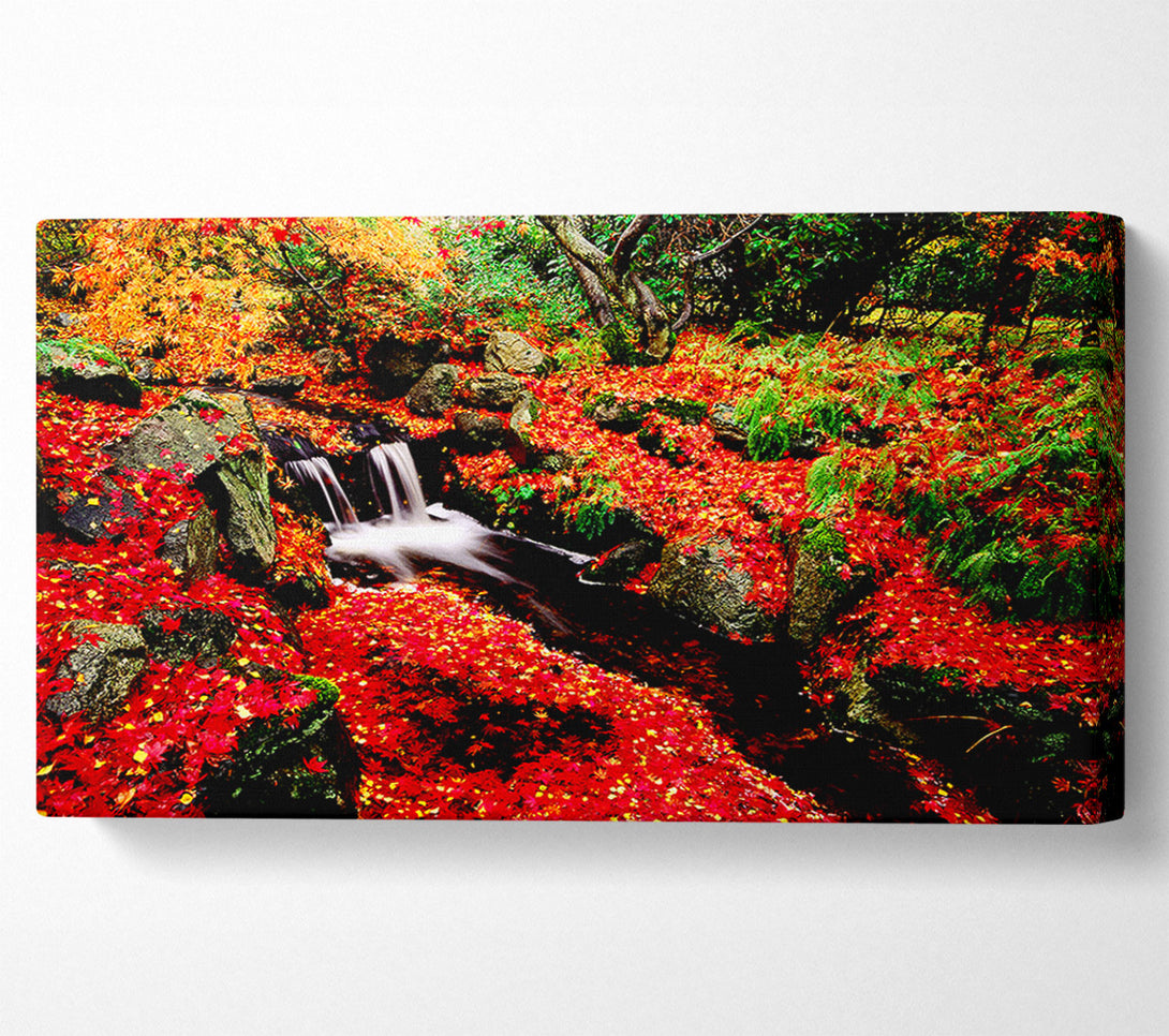  A Canvas Print of Red Winter Waterfall Canvas Art