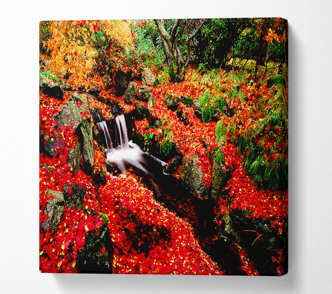  A Canvas Print of Red Winter Waterfall Canvas Art