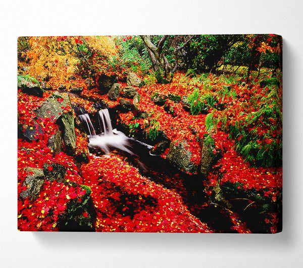  A Canvas Print of Red Winter Waterfall Canvas Art
