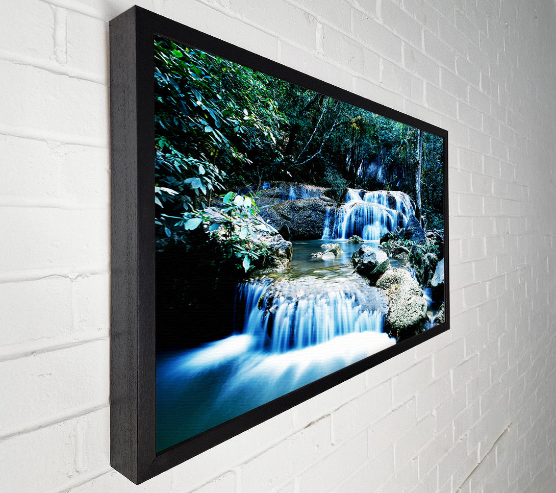  A Canvas Print of Rocky Waterfall Woodland Canvas Art