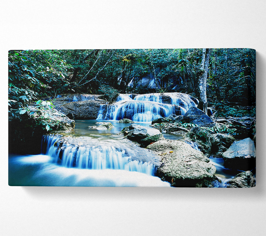  A Canvas Print of Rocky Waterfall Woodland Canvas Art