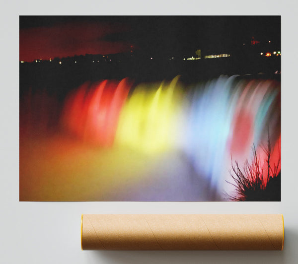 Niagara Falls Night Rainbow Giclee Print