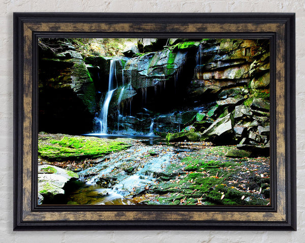 Rocky Waterfall Spill Framed Print