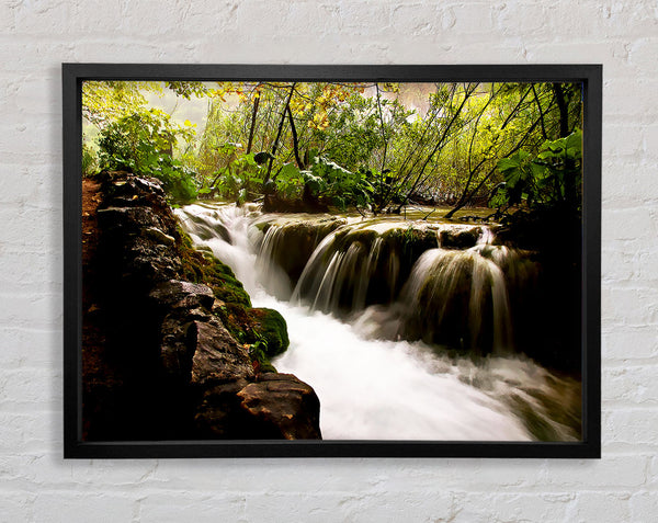 Where The Waterfall Flows Framed Print