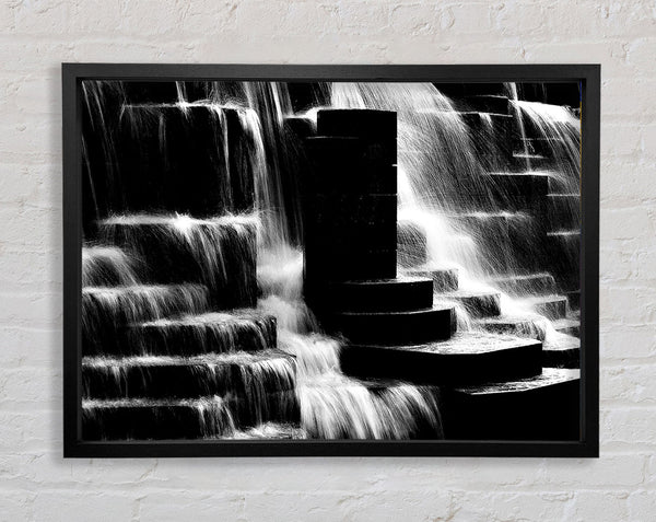 Waterfall B n W Framed Print