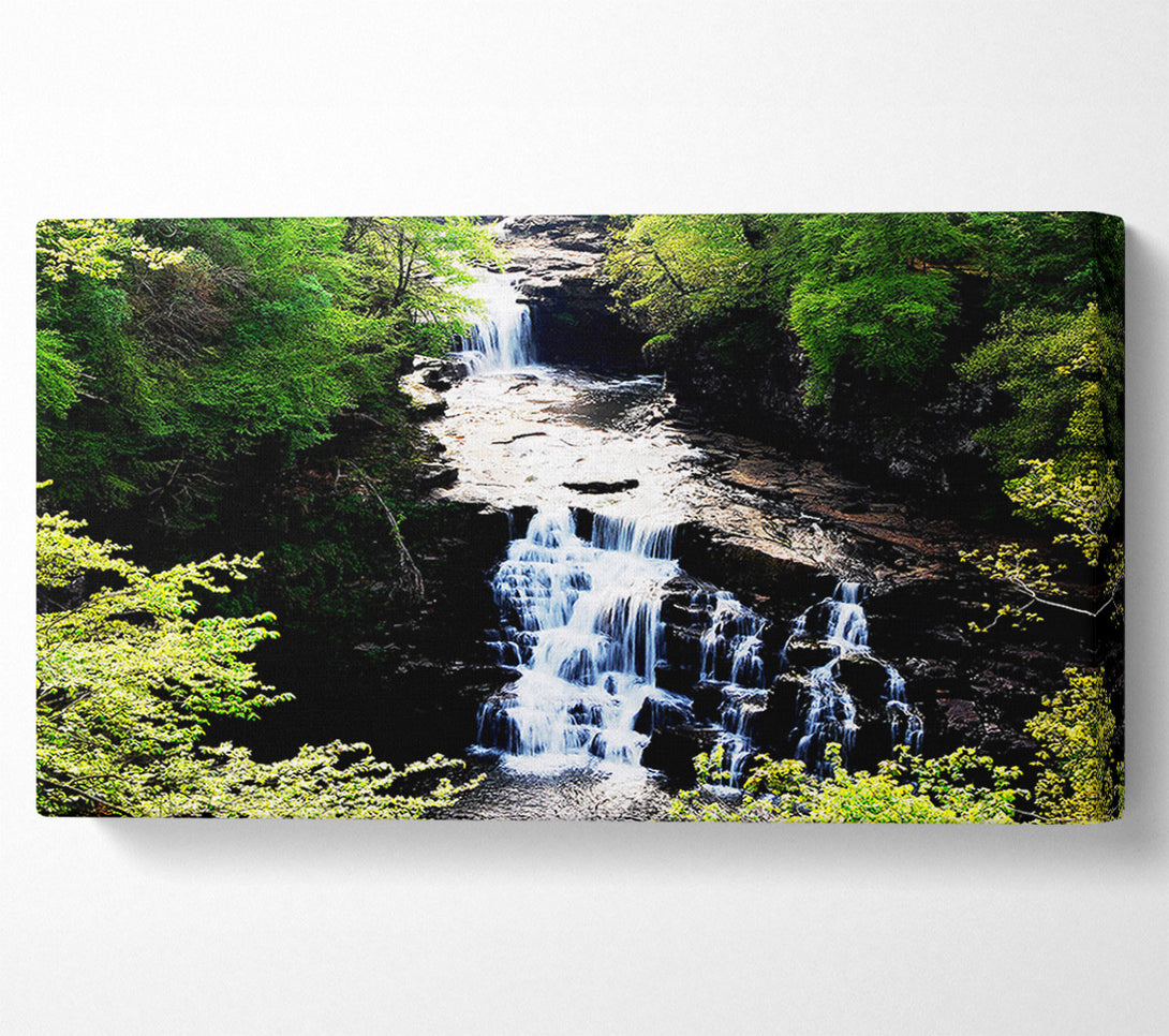  A Canvas Print of Forest Waterfall Gush Canvas Wall Art