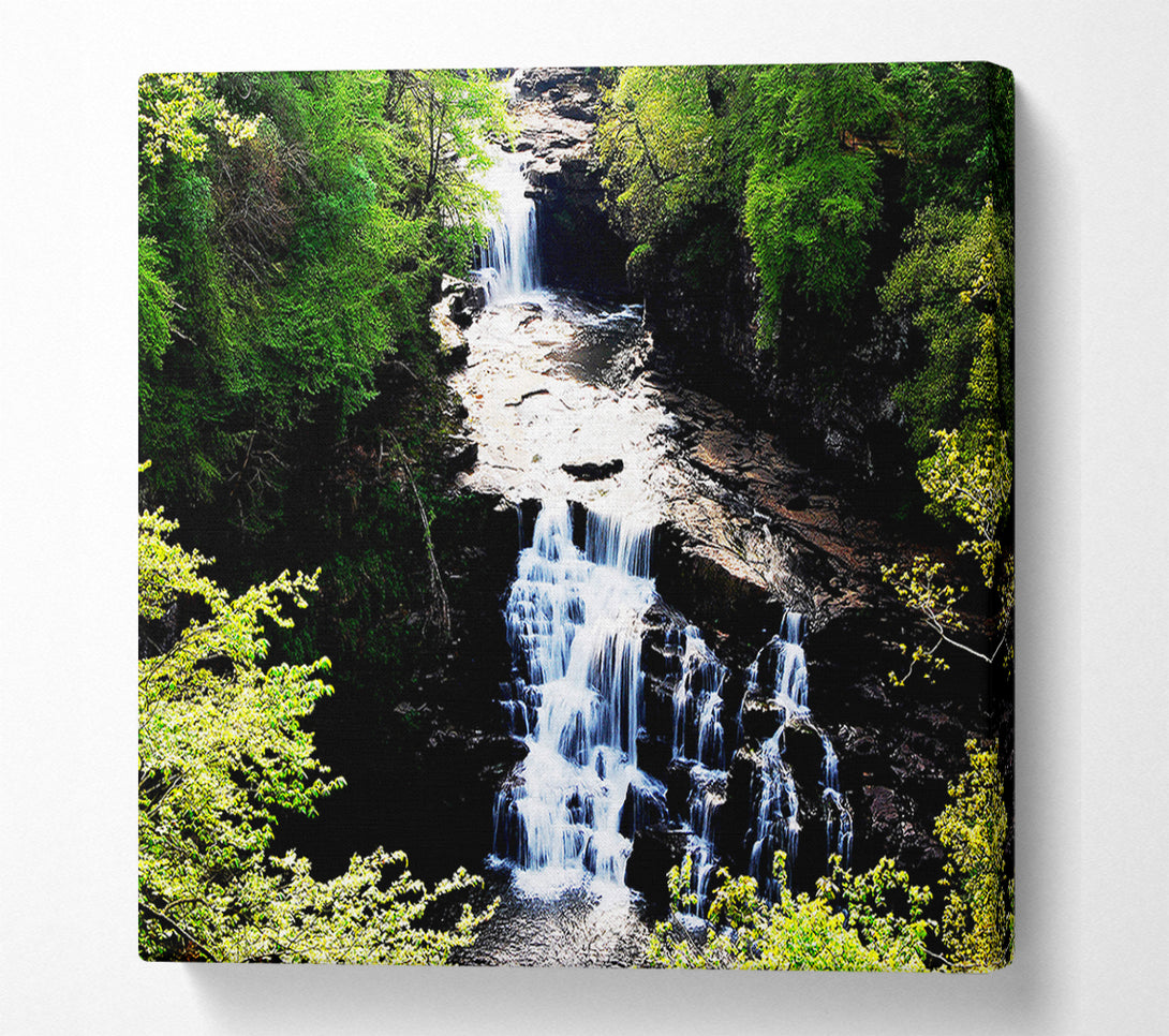  A Canvas Print of Forest Waterfall Gush Canvas Wall Art