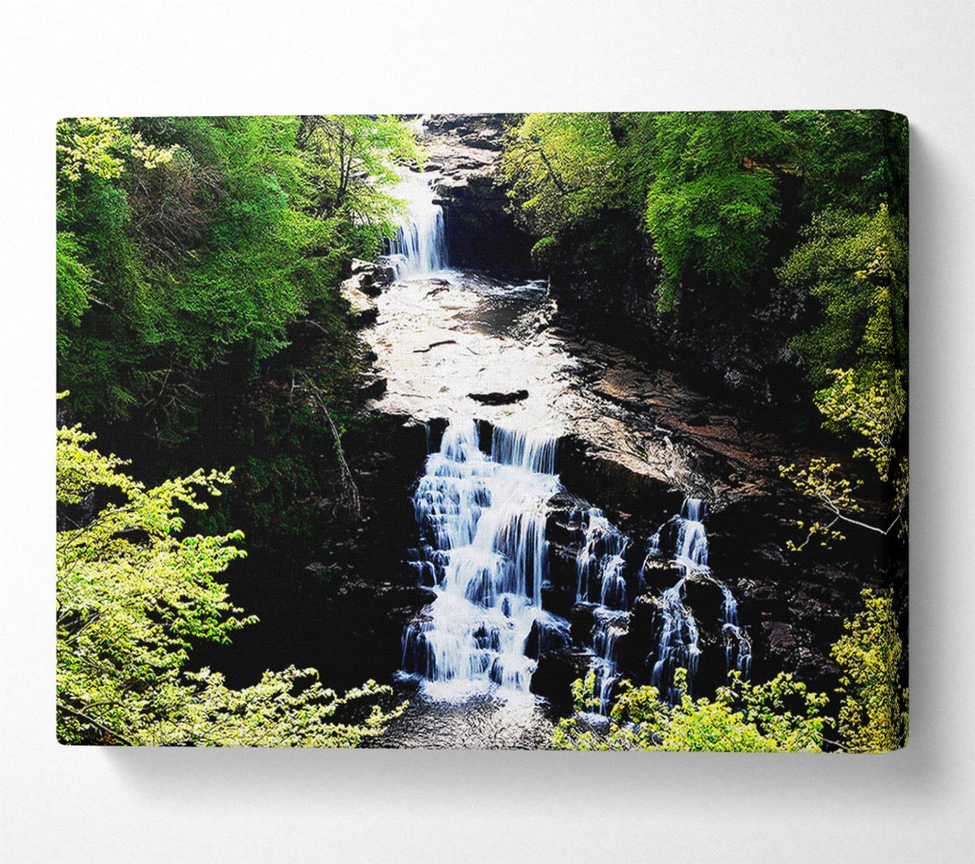  A Canvas Print of Forest Waterfall Gush Canvas Wall Art