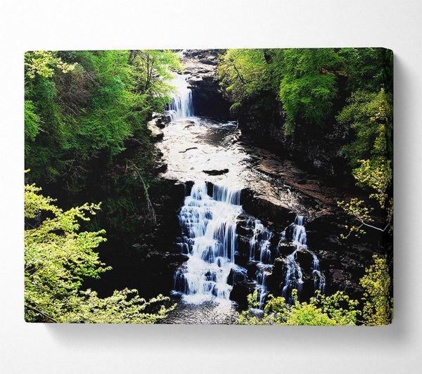  A Canvas Print of Forest Waterfall Gush Canvas Wall Art