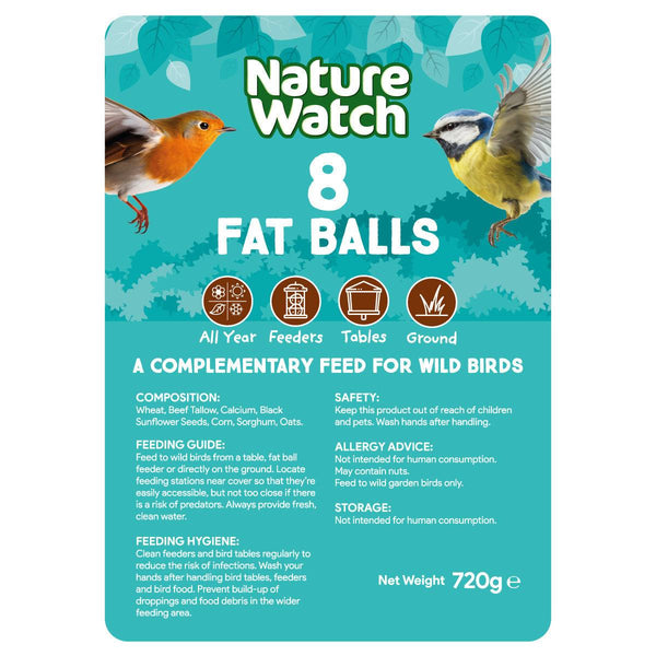 Loose Fat Balls Wild Bird Feed By Nature Watch - 8 Pack