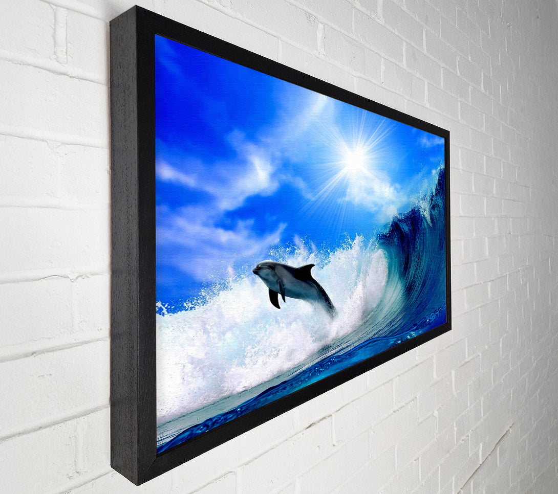  A Canvas Print of Dolphin Jumping In The Sea Canvas Wall Art
