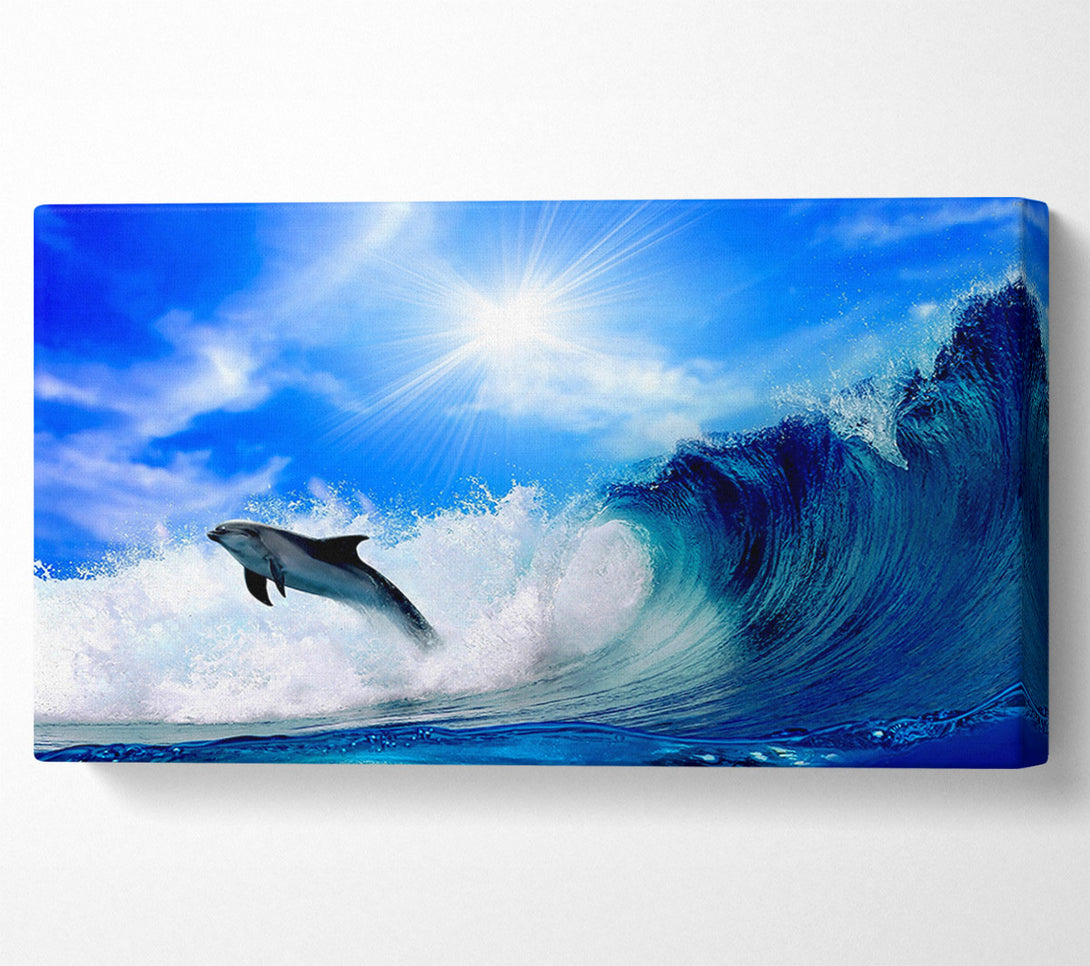  A Canvas Print of Dolphin Jumping In The Sea Canvas Wall Art