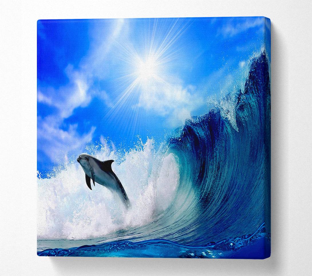  A Canvas Print of Dolphin Jumping In The Sea Canvas Wall Art