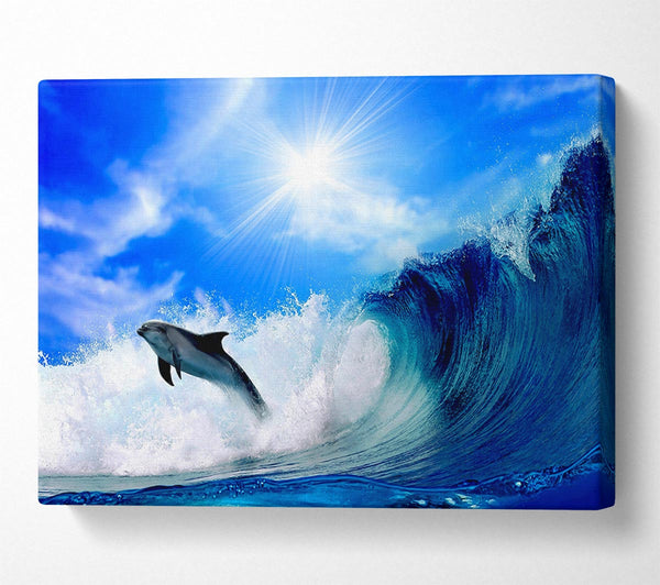  A Canvas Print of Dolphin Jumping In The Sea Canvas Wall Art