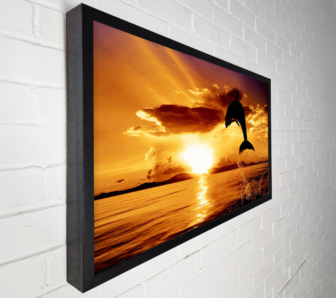  A Canvas Print of Dolphin Sunset Canvas Wall Art
