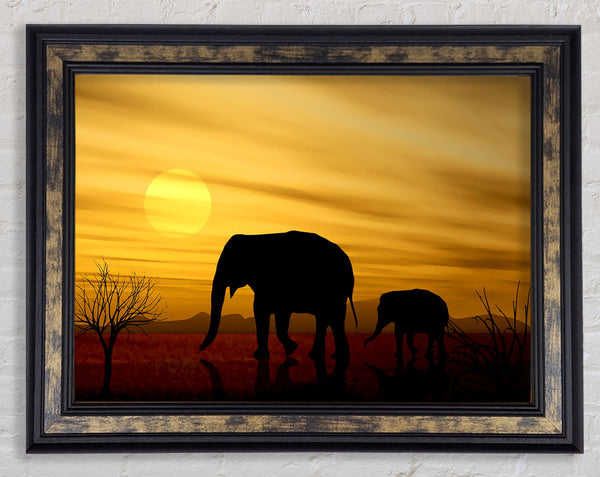 Elephant Safari Desert Framed Print