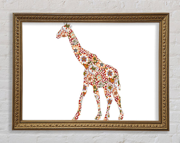 Flower Giraffe Framed Print