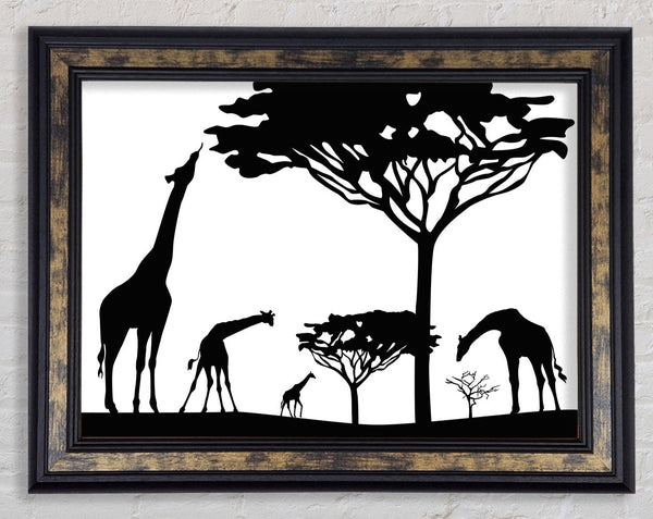 Giraffe Silhouette Framed Print