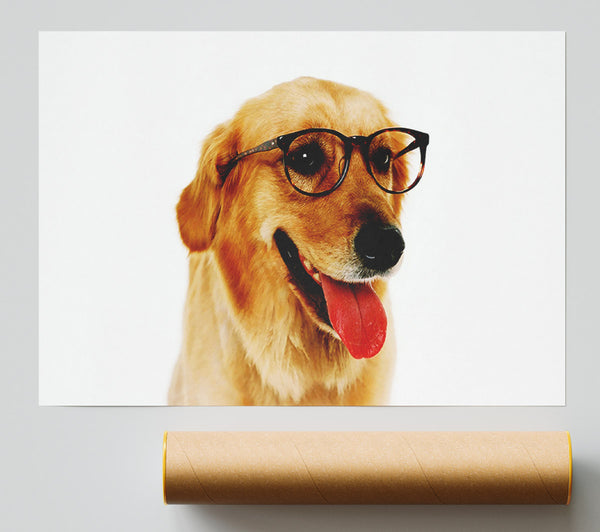 Golden Retriever Nerd Print