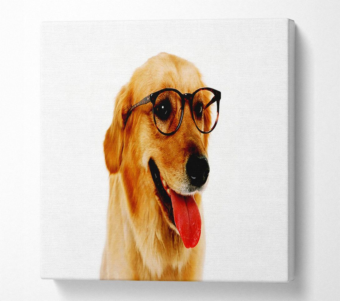  A Canvas Print of Golden Retriever Nerd Canvas Wall Art
