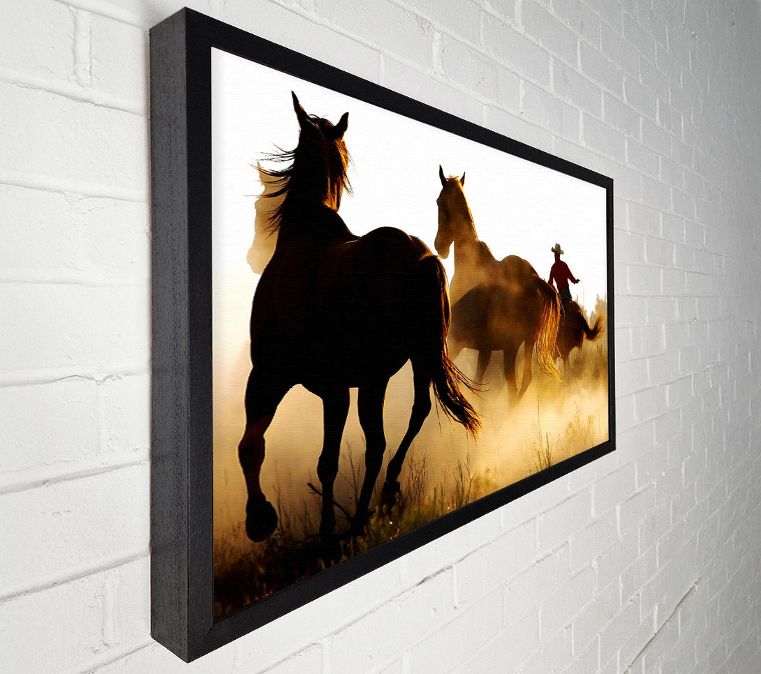  A Canvas Print of Horses-Running At Sunset Canvas Print