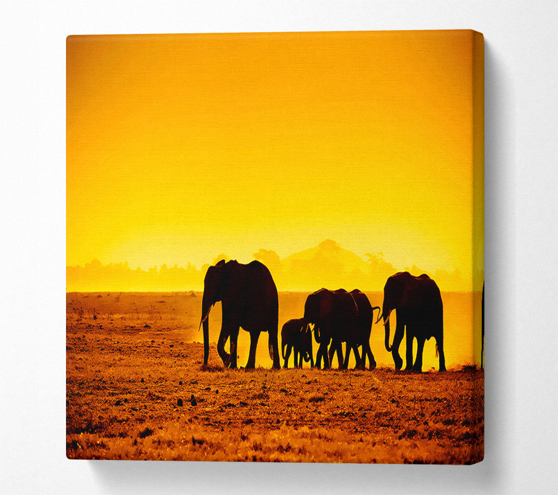  A Canvas Print of Hurd Of Elephants Canvas Wall Art