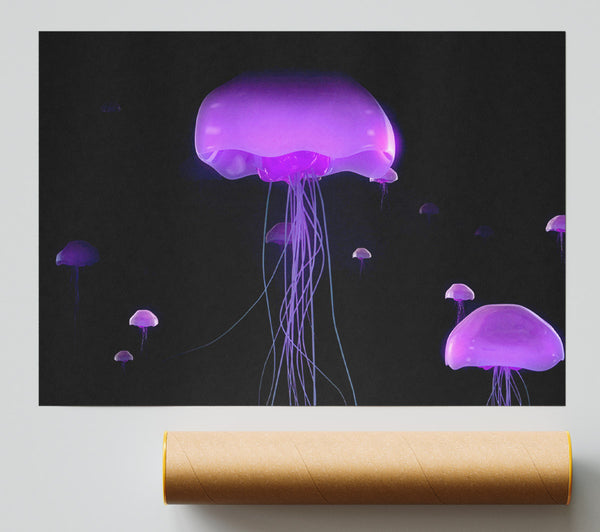 Jellyfish Lights Up The Ocean Poster