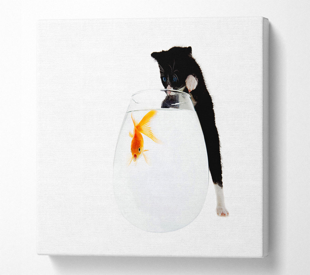  A Canvas Print of Kitten Fish Bowl Canvas Print