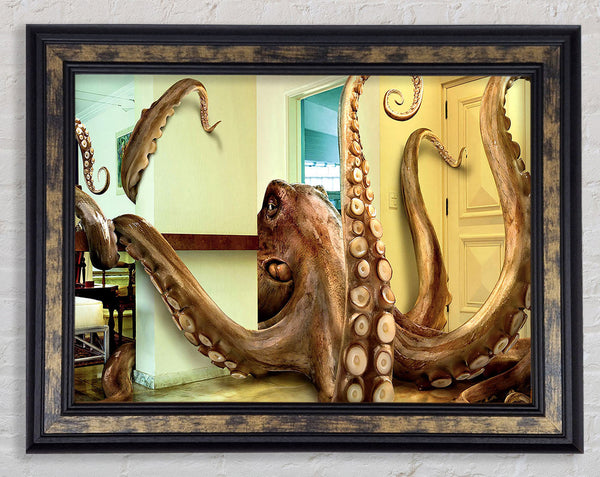 Octopus Invasion Framed Print