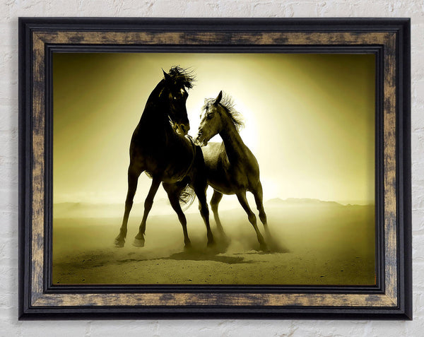 The Love Of Horses Sepia Framed Print