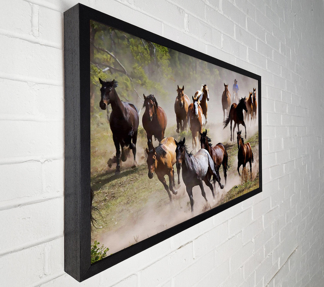  A Canvas Print of Wild Horse Stampede Canvas Print