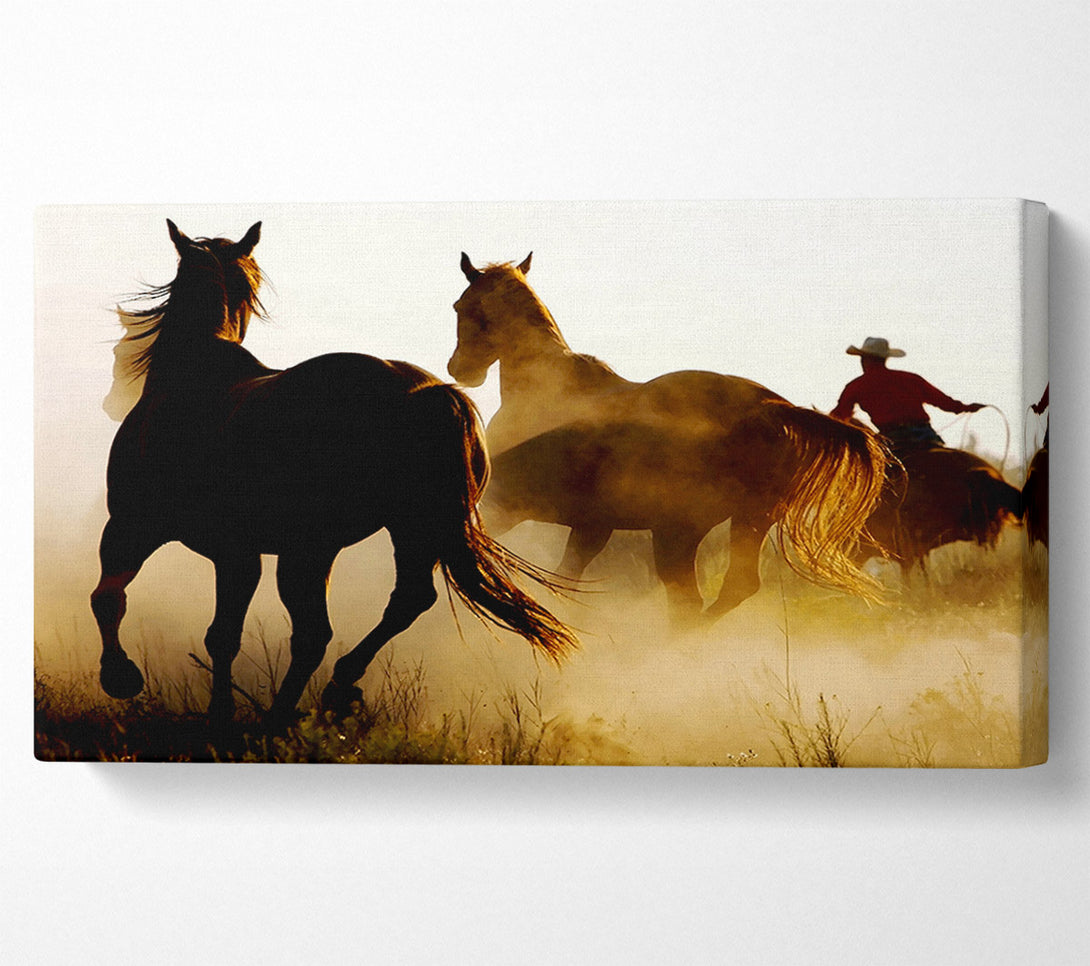  A Canvas Print of Wild Horses At Sunset Canvas Wall Art