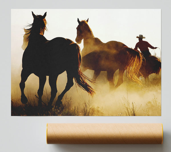 Wild Horses At Sunset Giclee Print