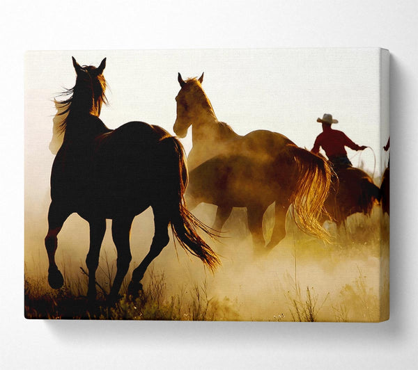  A Canvas Print of Wild Horses At Sunset Canvas Wall Art