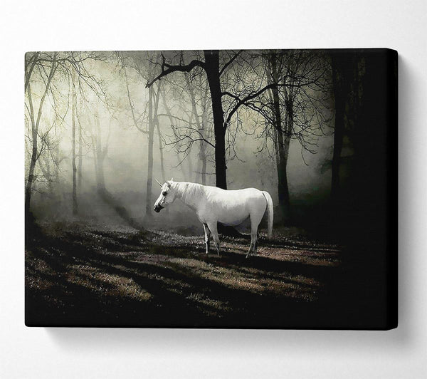  A Canvas Print of Wild White Unicorn In The Woodland Canvas Art