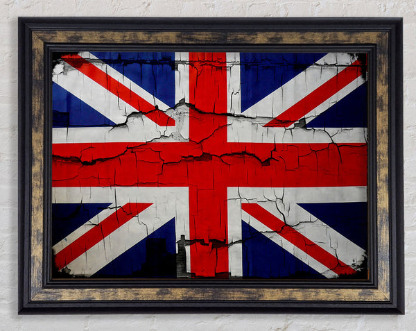 United Kingdom Flag Cracked Framed Print