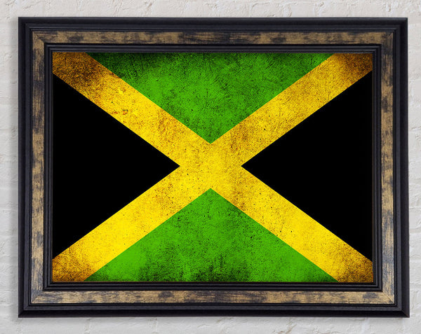 Jamaican Grunge Flag Framed Print