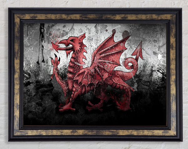 Welsh Dragon Grunge Framed Print