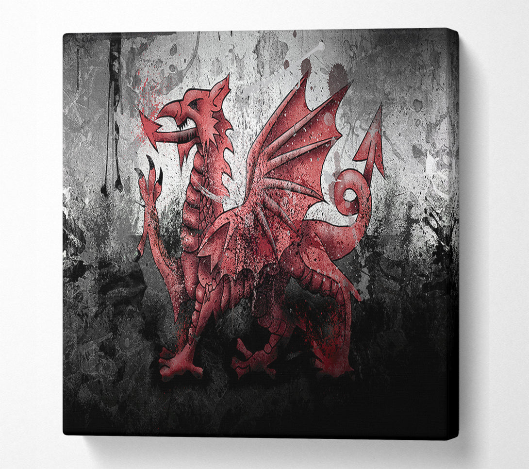  A Canvas Print of Welsh Dragon Grunge Canvas Wall Art