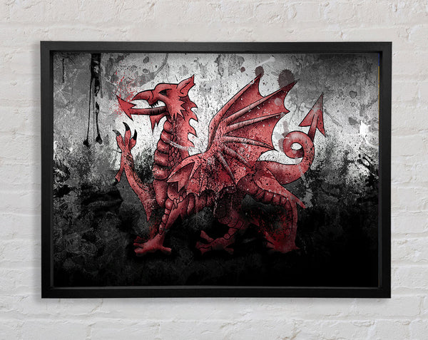 Welsh Dragon Grunge Framed Print