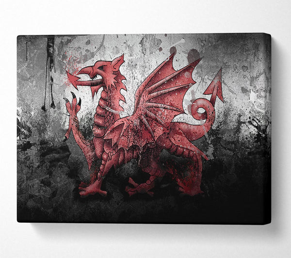  A Canvas Print of Welsh Dragon Grunge Canvas Wall Art