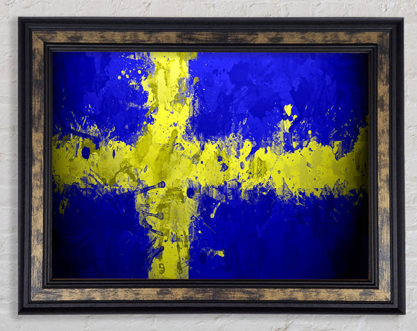 Sweden Grunge Flag Framed Print