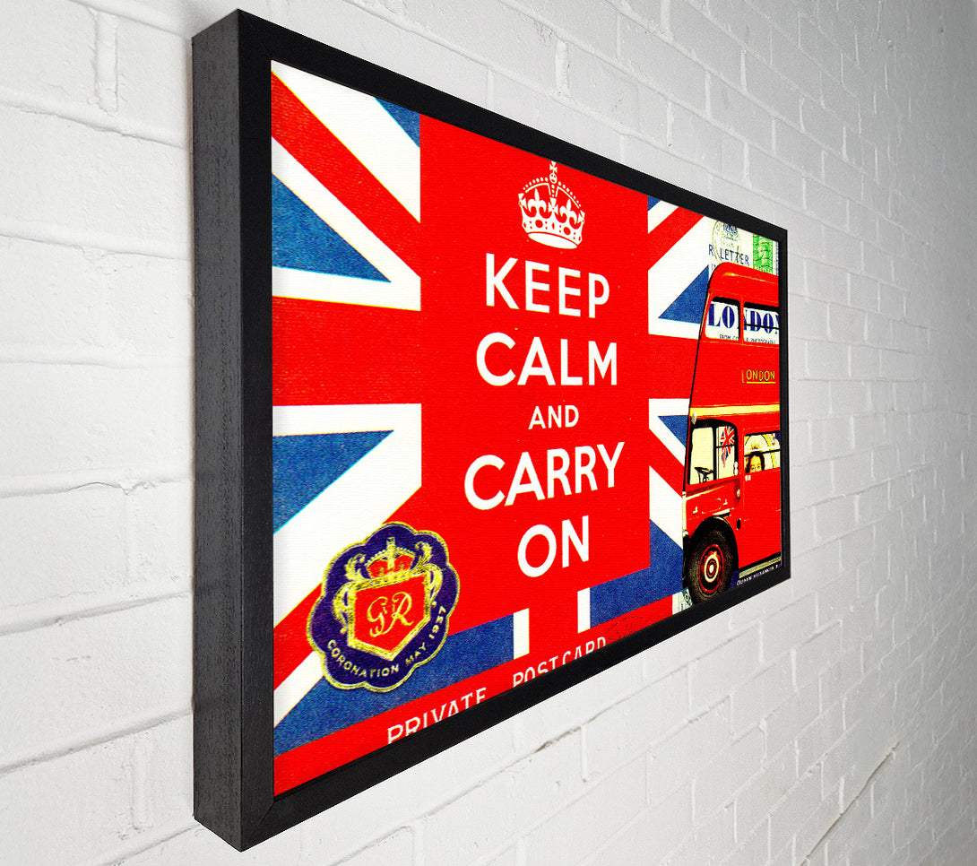  A Canvas Print of Uk Flag And Bus Canvas Wall Art
