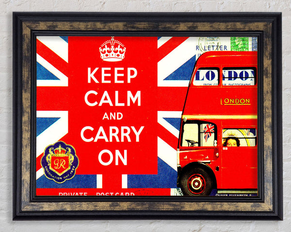 Uk Flag And Bus Framed Print