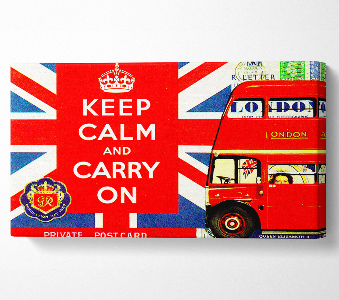  A Canvas Print of Uk Flag And Bus Canvas Wall Art