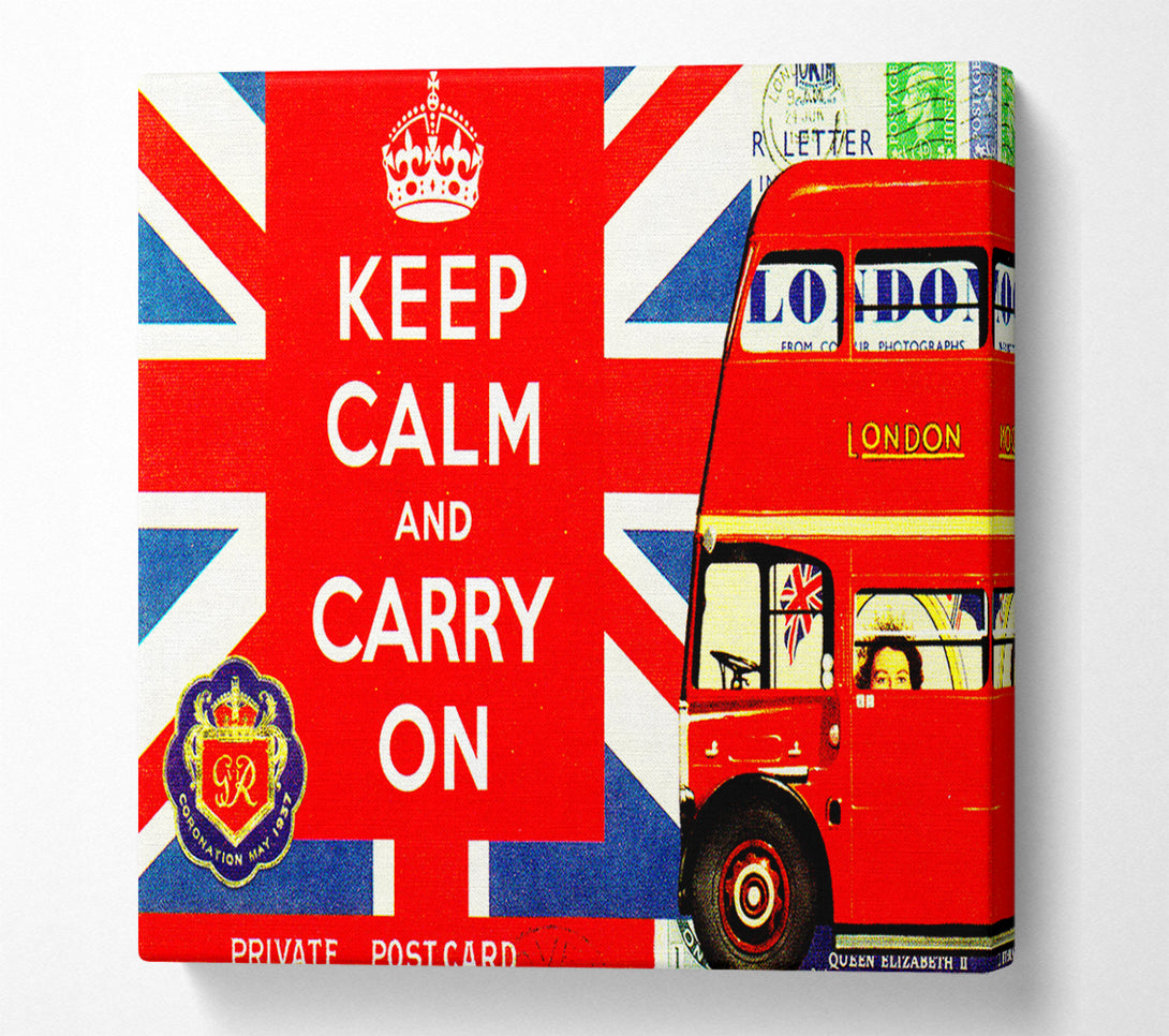  A Canvas Print of Uk Flag And Bus Canvas Wall Art