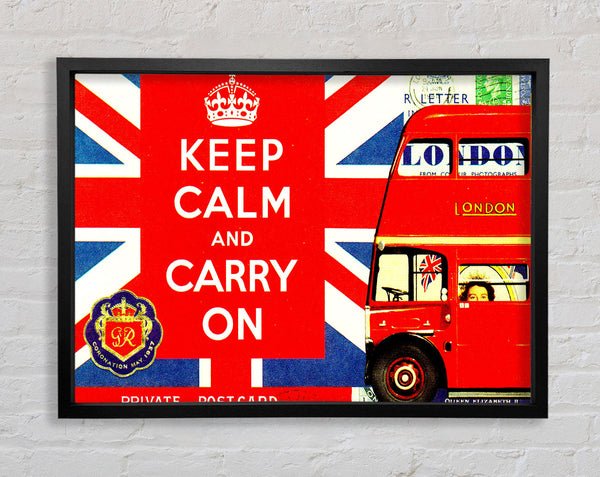 Uk Flag And Bus Framed Print