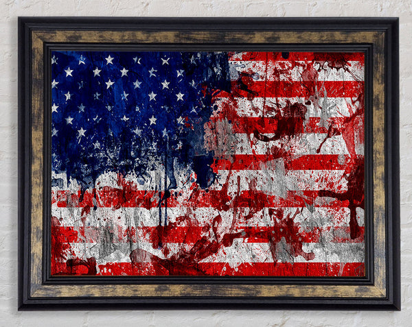Usa American Flag Grunge Framed Print