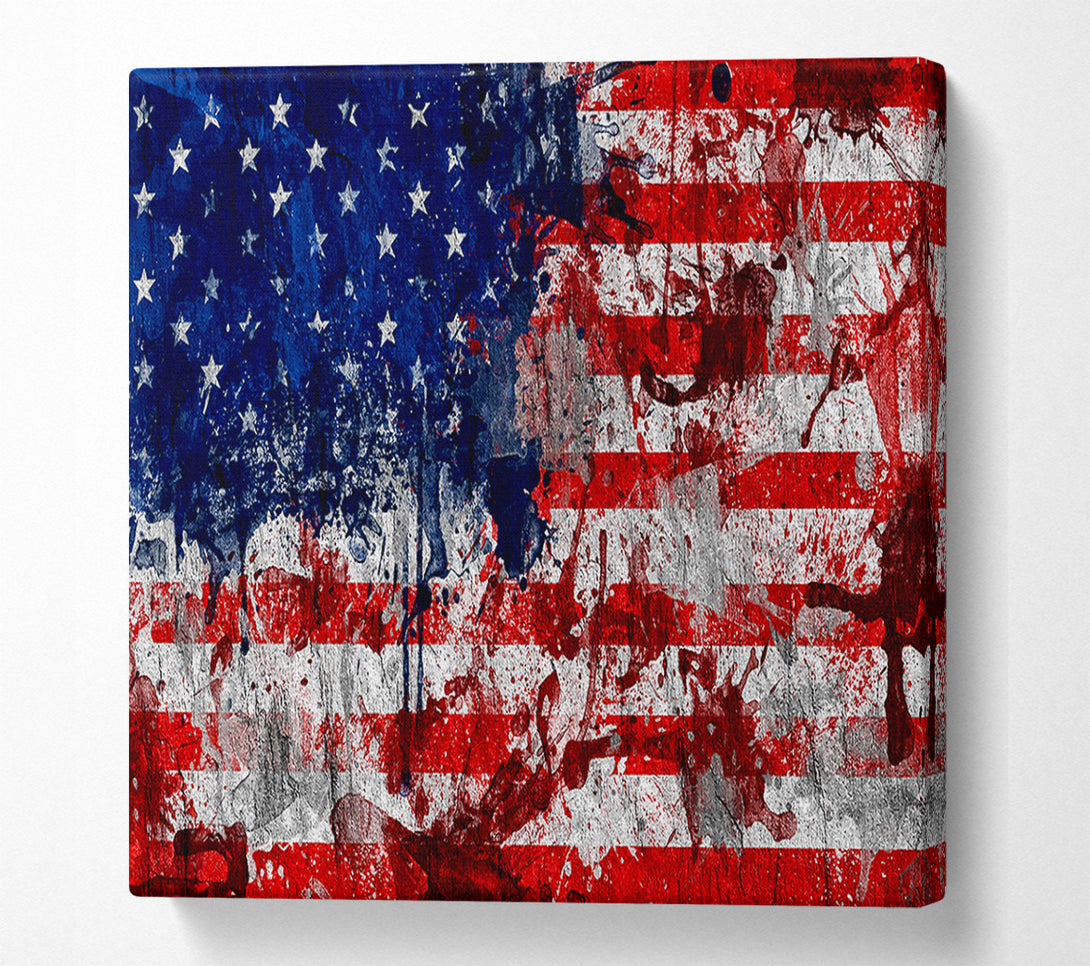  A Canvas Print of Usa American Flag Grunge Canvas Wall Art